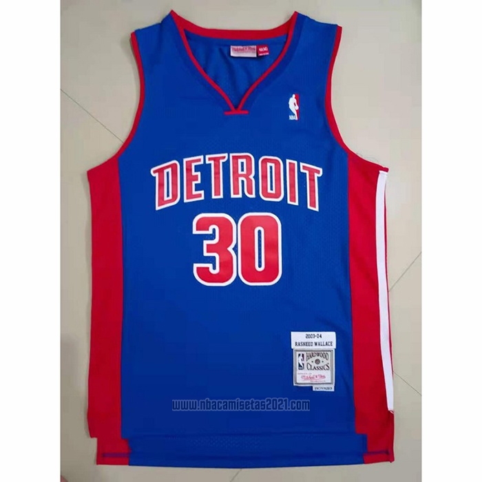 Camiseta Detroit Pistons Rasheed Wallace #30 Mitchell & Ness 2003-04 Azul